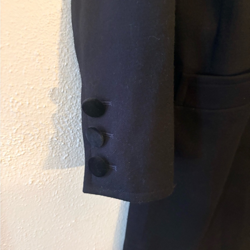 YVES SAINT LAURENT Rive Gauche Vintage Black Wool Coat Sz 38 - Picture 4 of 7